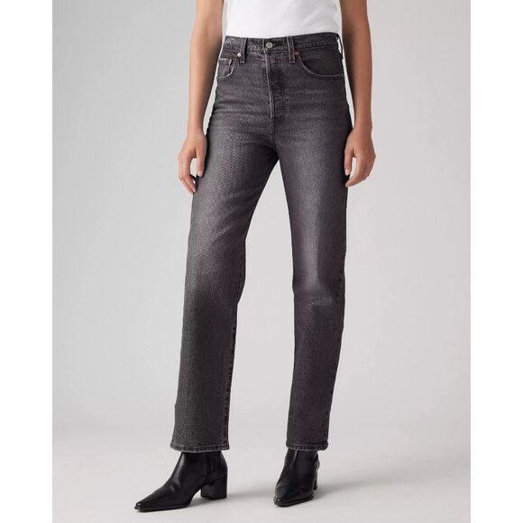 NWT Levi's Ribcage Straight Jeans in Well Worn Black 25 x 27